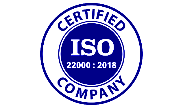 ISO 22000:2018 certified company